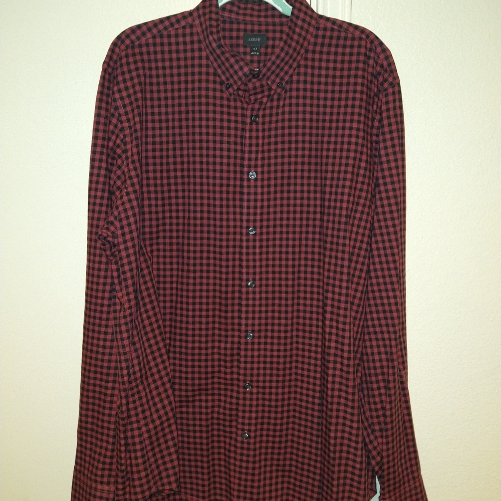 J Crew Checkered Long Sleeve Button Down Shirt Men's sz XLT.